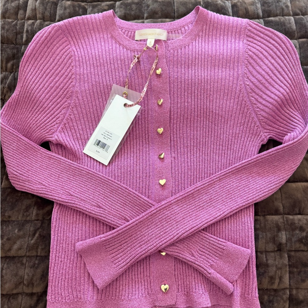 LoveShackFancy Pink Cardigan Sweater
